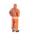 Combinaison jetable Pioneer 2077, orange avec capuchon et bande réfléchissante, contre poussières et particules non toxiques