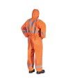Combinaison jetable Pioneer 2077, orange avec capuchon et bande réfléchissante, contre poussières et particules non toxiques