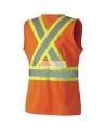 Pioneer orange high-visibility safety vest, class 2, level 2, detachable, 5 pockets, sold individually