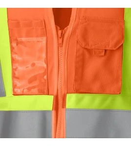 Pioneer orange high-visibility safety vest, class 2, level 2, detachable, 5 pockets, sold individually