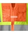 Pioneer orange high-visibility safety vest, class 2, level 2, detachable, 5 pockets, sold individually