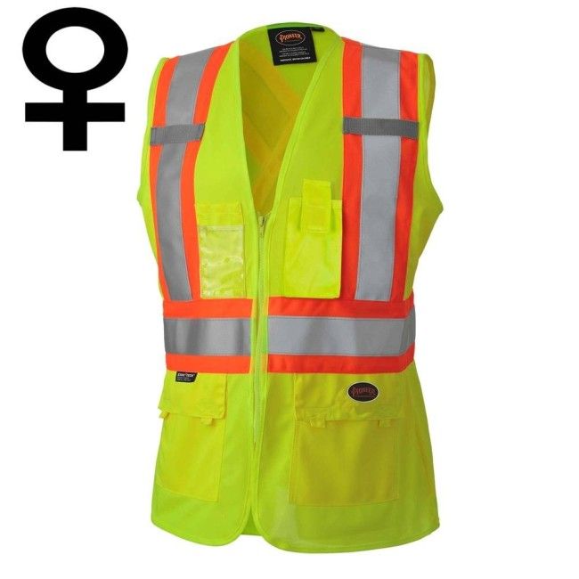 Pioneer woman yellow high-visibility safety vest, class 2, level 2, 9 pockets, sold individually Pioneer woman yellow high-visibility safety vest, class 2, level 2, 9 pockets, sold individually