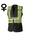 Veste de sécurité Pioneer 139BK noire pour femme, classe 1, niveau 2, 9 poches, XS à 3XL