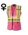 Veste de sécurité Pioneer 139PK rose pour femme, classe 1, niveau 2, 9 poches, XS à 3XL