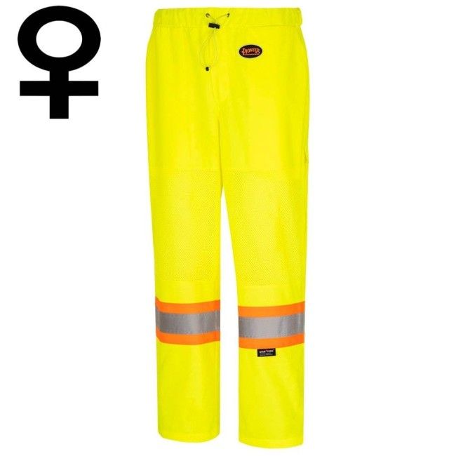 Pantalon de sécurité routière Pioneer jaune haute visibilité pour femme classe 2, niveau 2, XS à 3XL Pantalon de sécurité routière Pioneer jaune haute visibilité pour femme classe 2, niveau 2, XS à 3XL