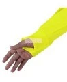 High visibility long-sleeved shirt, neon yellow with grey reflective stripes