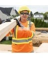 High visibility Pioner long-sleeved shirt, orange hi-vis with grey reflective stripes