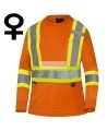 High visibility Pioner long-sleeved shirt, orange hi-vis with grey reflective stripes