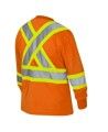 High visibility Pioner long-sleeved shirt, orange hi-vis with grey reflective stripes