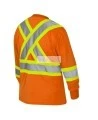 High visibility Pioner long-sleeved shirt, orange hi-vis with grey reflective stripes
