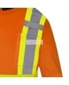 High visibility Pioner long-sleeved shirt, orange hi-vis with grey reflective stripes