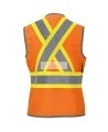 Veste d'arpenteur Pioneer pour femme orange haute visibilité modèle 6692W, 150 deniers tissé en sergé, 15 poches