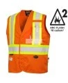 Pioneer 7728 orange flame-retardant Fr-tech arc-resistant safety vest, ARC 2 rated, with high-visibility stripes