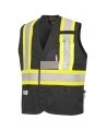Pioneer 7729 black flame-retardant Fr-tech arc-resistant safety vest, ARC 2 rated, with high-visibility stripes