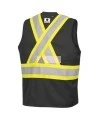 Pioneer 7729 black flame-retardant Fr-tech arc-resistant safety vest, ARC 2 rated, with high-visibility stripes