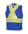 Pioneer 7730 blue flame-retardant Fr-tech arc-resistant safety vest, ARC 2 rated, with high-visibility stripes