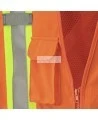 Pioneer® 6935 safety vest, high-visibility orange, detachable with mesh back, zipper, 4 pockets, sold individually