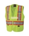 Pioneer 6936 safety vest, high-visibility yellow, detachable with mesh back, zipper, 4 pockets, sold individually