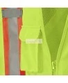 Pioneer 6936 safety vest, high-visibility yellow, detachable with mesh back, zipper, 4 pockets, sold individually