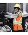 Pioneer 486 safety vest, orange high-visibility, detachable mesh complement, zipper, 6 pockets, sold individually