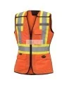 Pioneer 486 safety vest, orange high-visibility, detachable mesh complement, zipper, 6 pockets, sold individually