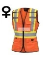 Pioneer 486 safety vest, orange high-visibility, detachable mesh complement, zipper, 6 pockets, sold individually