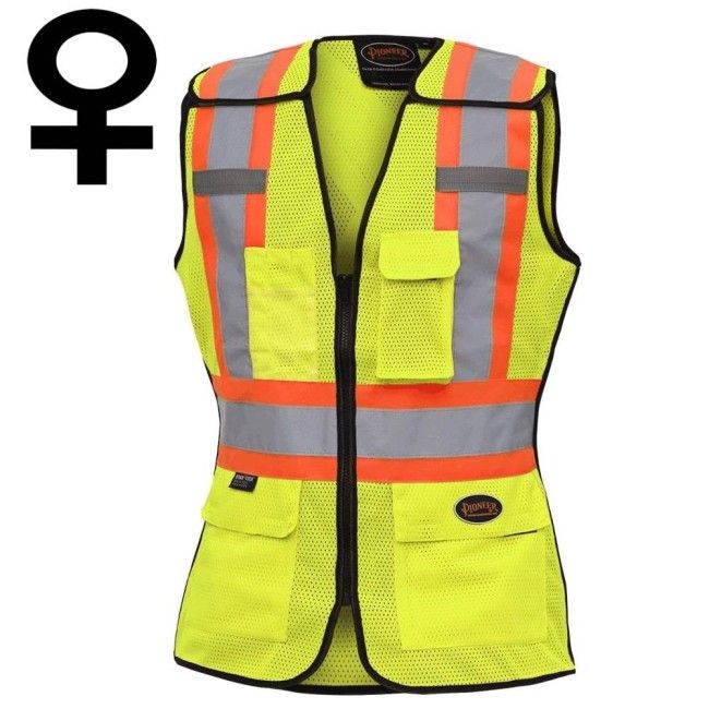 Pioneer 489 safety vest, yellow high-visibility, detachable mesh complement, zipper, 6 pockets, sold individually Pioneer 489 safety vest, yellow high-visibility, detachable mesh complement, zipper, 6 pockets, sold individually