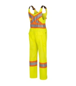 Women's yellow safety overalls for road safety, breathable, with reflective stripes, Pioneer model 6000W