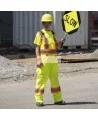 Women's yellow safety overalls for road safety, breathable, with reflective stripes, Pioneer model 6000W