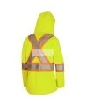 Women's high-visibility yellow waterproof jacket, Pioneer model 5628W, reflective tape, sizes XS to 4XL