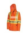 Women's high-visibility orange waterproof jacket, Pioneer model 5626W, reflective tape, sizes XS to 4XL