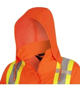 Manteau imperméable pour femme de couleur orange haute visibilité, Pioneer modèle 5626W, bande réfléchissante, grandeur XS à 4XL
