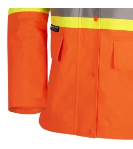 Women's high-visibility orange waterproof jacket, Pioneer model 5626W, reflective tape, sizes XS to 4XL
