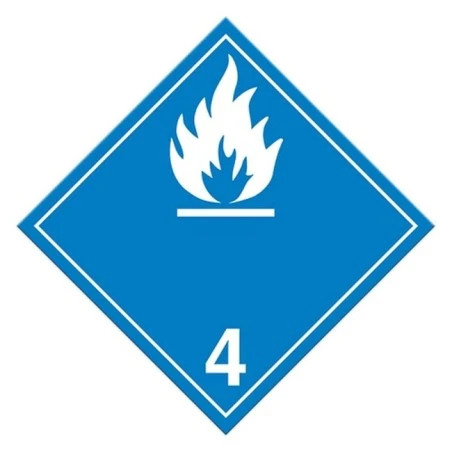 Dangerous when wet, class 4.3, placard 10-3/4 in X 10-3/4 in.