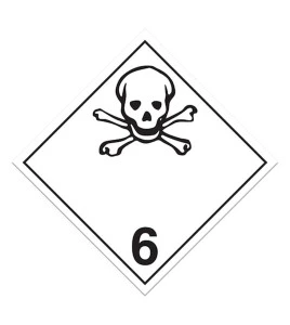 Matières toxiques, classe 6.1, placard, 10 3/4 po x 10 3/4 po., Pour le transport des matières dangereuses.