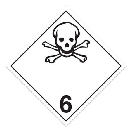 Toxic substances, class 6,.1 placard, 10 3/4 in X 10 3/4 in., For the transport of hazardous materials.