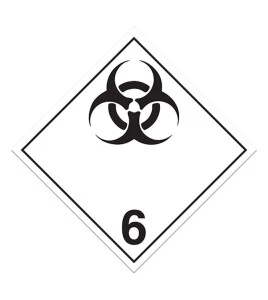 Matière infectieuse, placard classe 6.2, 10 3/4 po x 10 3/4 po. pour le transport des matières dangereuses.