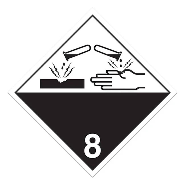 Corrosif placard classe 8, 10-3/4 in., For the transport of hazardous materials. Corrosif placard classe 8, 10-3/4 in., For the transport of hazardous materials.