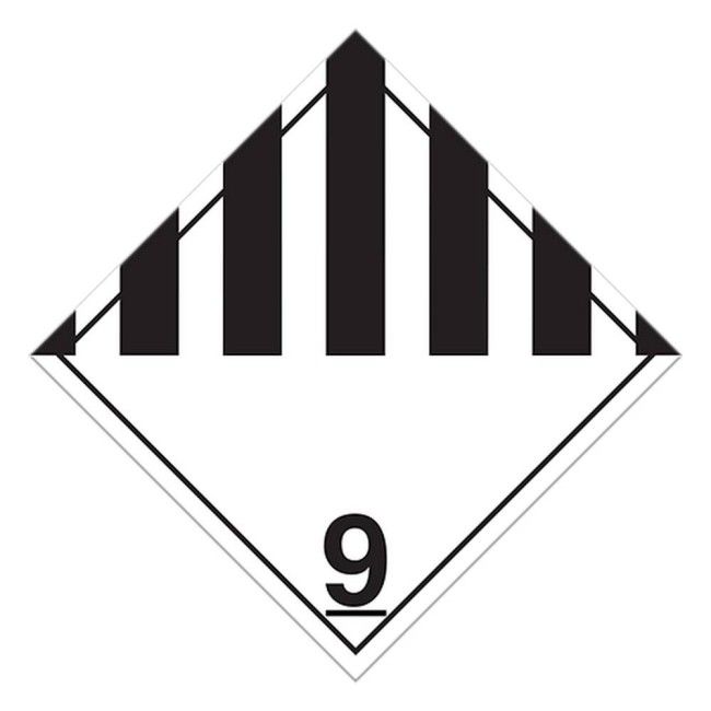 Matières dangereuses diverses, classe 9, placard, 10 3/4 po x 10 3/4 po., Pour le transport des matières dangereuses. Matières dangereuses diverses, classe 9, placard, 10 3/4 po x 10 3/4 po., Pour le transport des matières dangereuses.