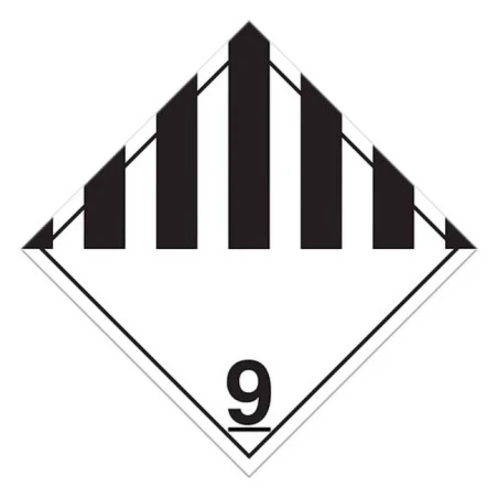 Miscellaneous hazardous materials, class 9, placard, 10 3/4 in X 10 3/4 in., For the transport of hazardous materials.