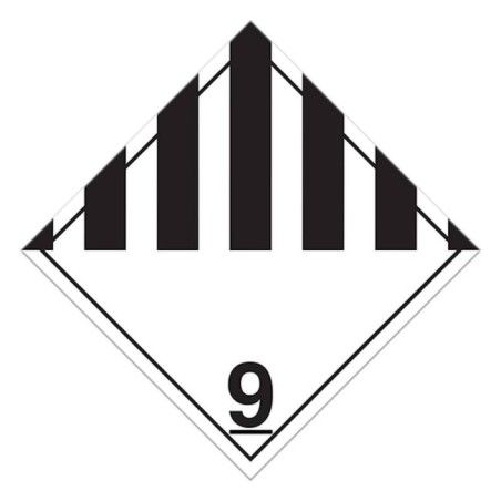 Miscellaneous hazardous materials, class 9, placard, 10 3/4 in X 10 3/4 in., For the transport of hazardous materials.