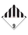 Miscellaneous hazardous materials, class 9, placard, 10 3/4 in X 10 3/4 in., For the transport of hazardous materials.