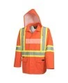 Men's high-visibility orange waterproof jacket, Pioneer model 5626, reflective tape, sizes S to 5XL