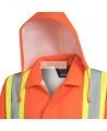 Men's high-visibility orange waterproof jacket, Pioneer model 5626, reflective tape, sizes S to 5XL