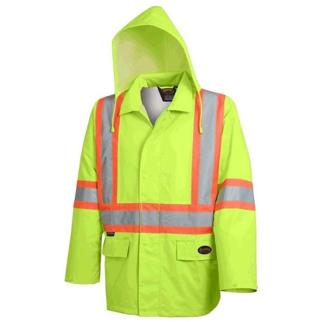 Yellow waterproof jacket in polyester/Polyurethane 300 D, Pioneer