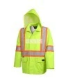 High-visibility yellow waterproof coat, Pioneer model 5628, reflective tape, size S to 5XL