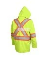 High-visibility yellow waterproof coat, Pioneer model 5628, reflective tape, size S to 5XL