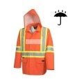 Men's high-visibility orange waterproof jacket, Pioneer model 5626, reflective tape, sizes S to 5XL
