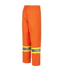Women's high-visibility orange waterproof pant, Pioneer model 5627W, reflective tape, sizes XS to 4XL