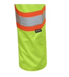 Yellow waterproof bib pants polyester-PU, 300 D with reflective stripes, Pioneer 5629, sizes S to 5XL